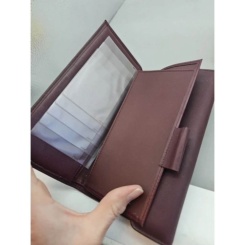 Vintage BUXTON Wallet Clutch Coin Purse Organizer Blue Leather with Box Burgundy